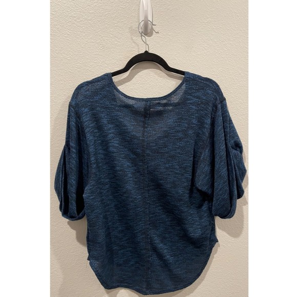 FREE PEOPLE BEACH Blue Rolled Sleeve Boho Blouse - Picture 6 of 7